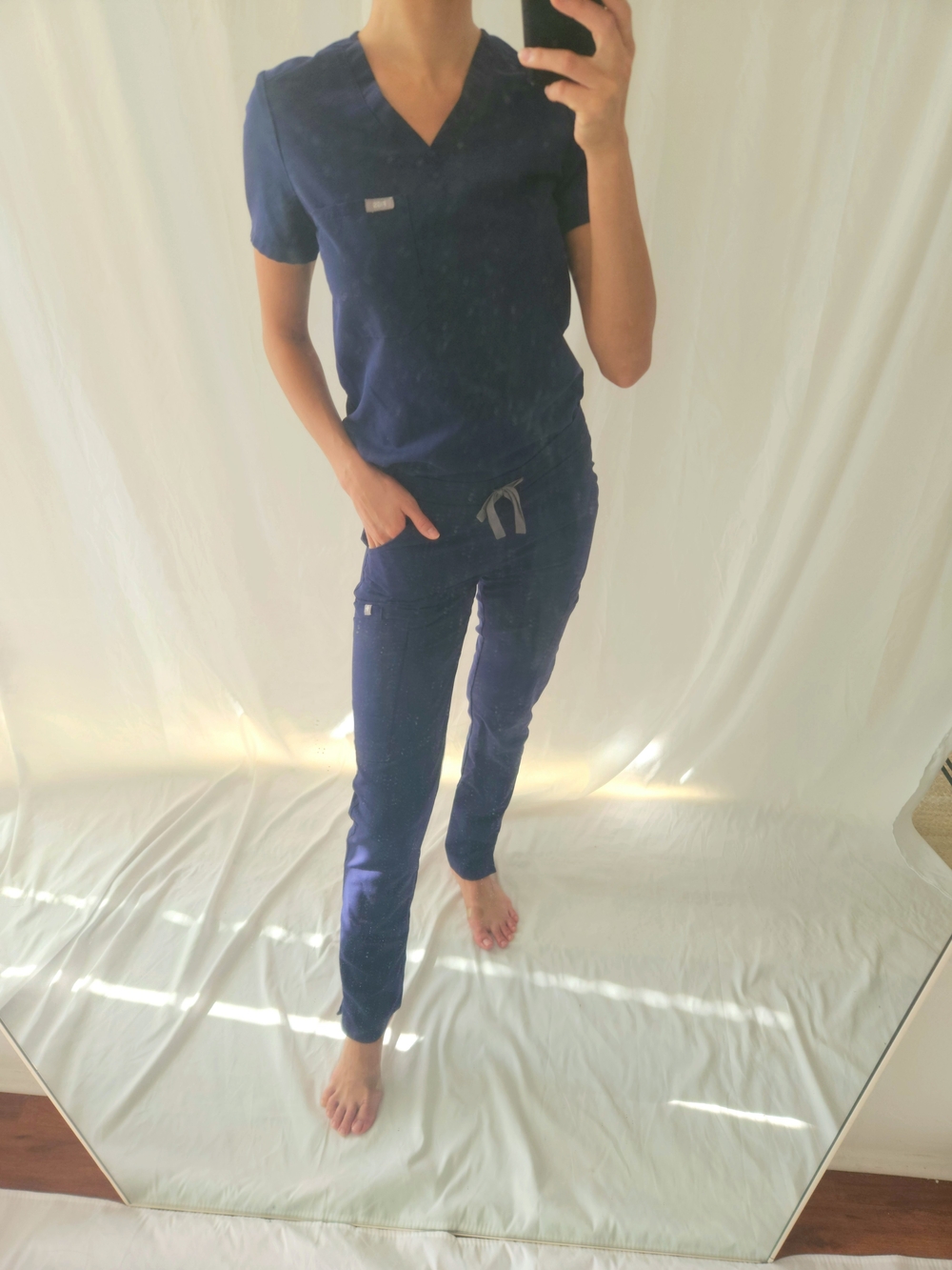 Figs Navy Women's Track Jogger Scrub Pants